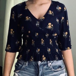 Navy floral Blouse